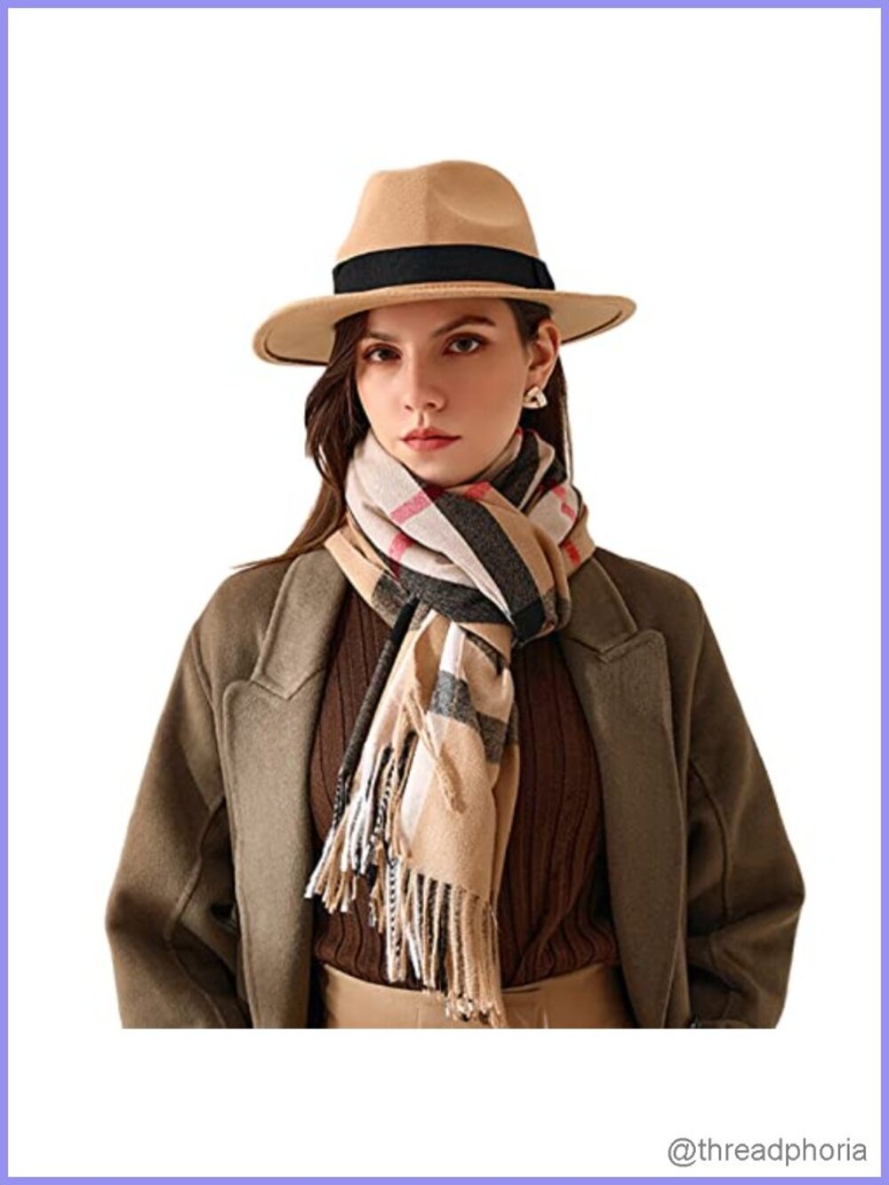 Women's Cold Weather Blanket Scarf Tassel Plaid Shawl Wrap